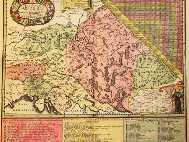 Georg Matthäus Seutter: Provincia Austriaca Societatis Iesu című színezett térkép