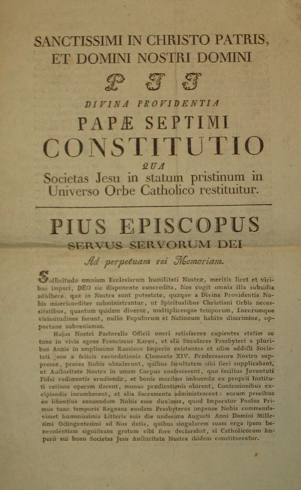 „Sollicitudo omnium ecclesiarum” kezdetű pápai bulla egyik oldala
