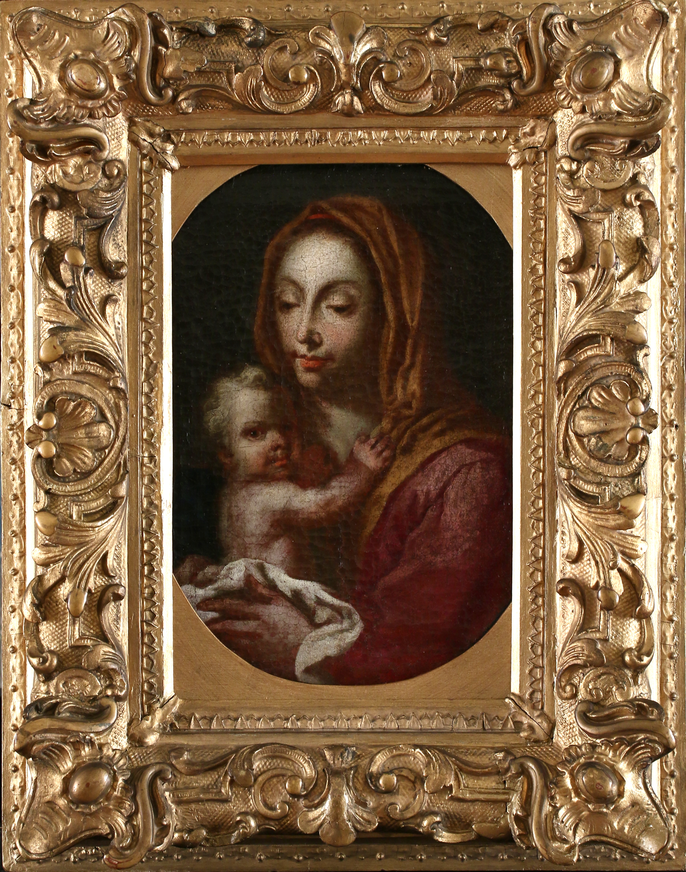 Madonnát és gyermekét ábrázoló barokk kép