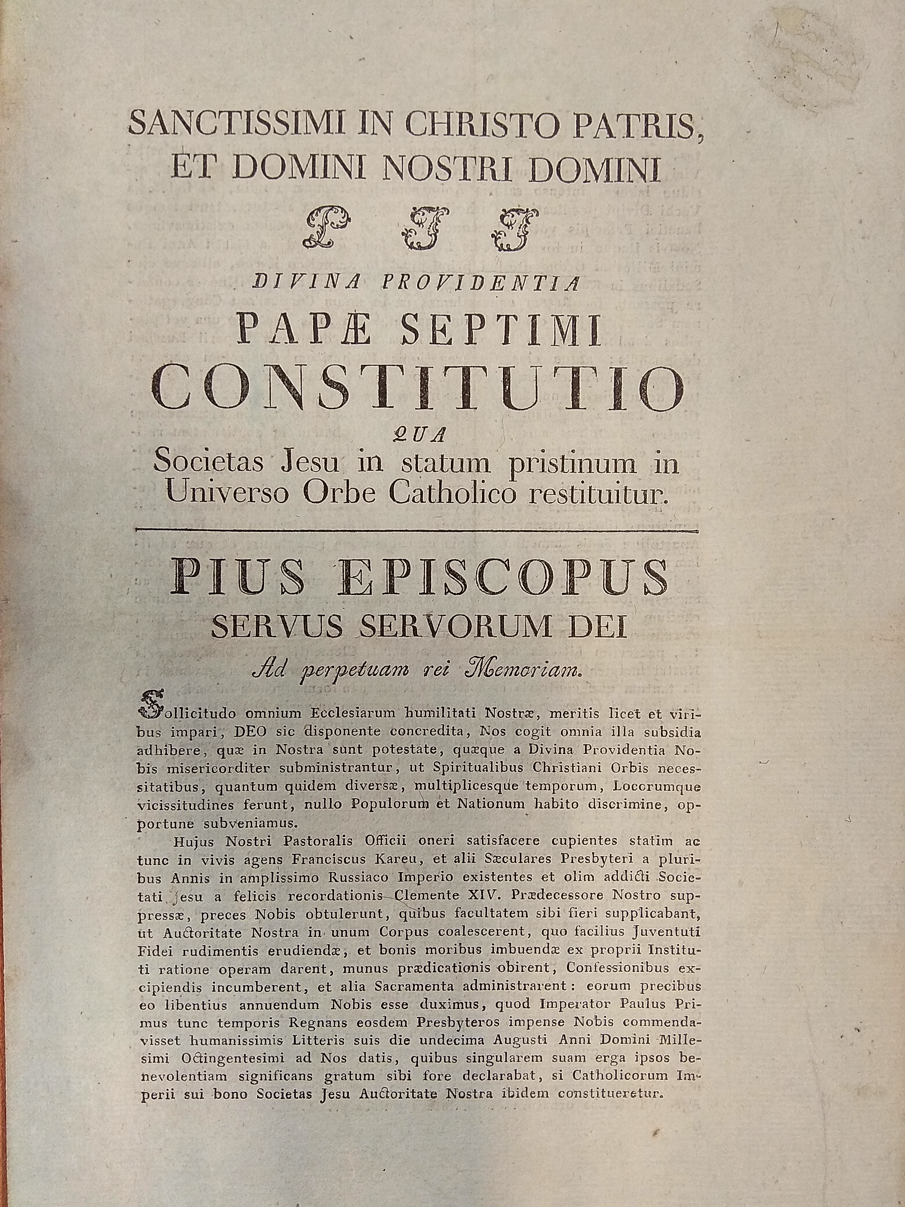 A Sollicitudo kezdetű bulla Pollockban nyomtatott példánya