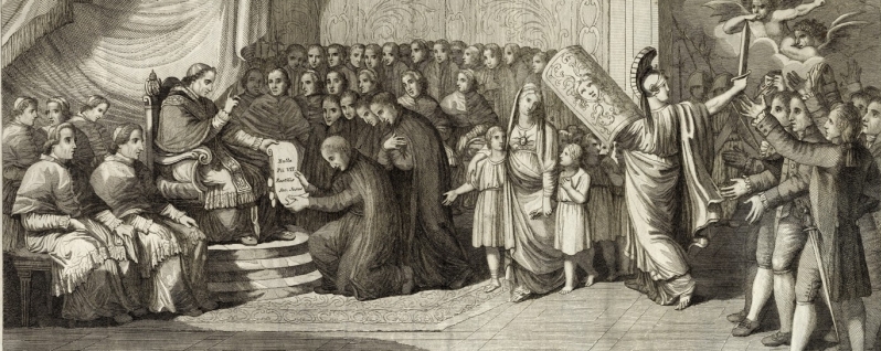  A pápa átadja a Sollicitudo kezdetű bullát. Luigi Cunego (1750-1823) metszete