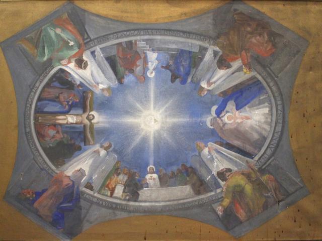Jeges Ernő vázlatterve a Szent Anna templom mennyezetfreskójához 1937